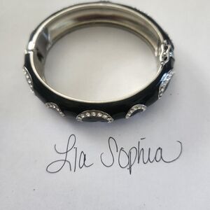 LIA SOPHIA Black and Silver Rhinestone Bracelet